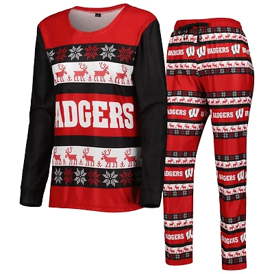 FOCO Wisconsin Badgers Ugly Long Sleeve T-Shirt  Pajama Pants Sleep Set
