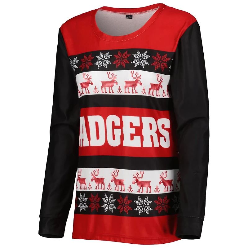 FOCO Wisconsin Badgers Ugly Long Sleeve T-Shirt  Pajama Pants Sleep Set