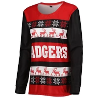 FOCO Wisconsin Badgers Ugly Long Sleeve T-Shirt  Pajama Pants Sleep Set