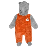Newborn /Gray Clemson Tigers Game Nap Teddy Fleece Bunting Full-Zip Sleeper