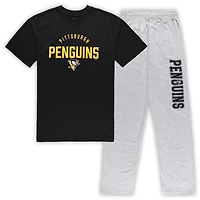 Pittsburgh Penguins Heather Gray Big  Tall T-Shirt Pants Lounge Set