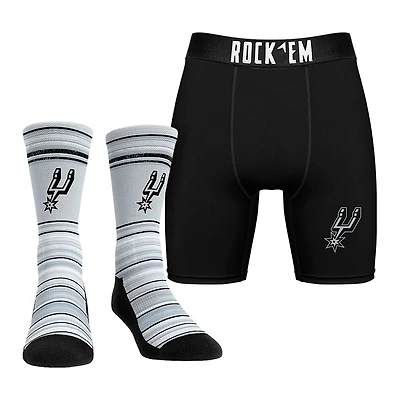 Rock Em Socks San Antonio Spurs Primary Crew Socks  Boxer Briefs Combo Pack