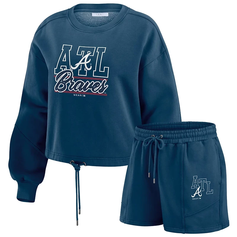 WEAR by Erin Andrews Atlanta Braves Washed Fleece Sweatshirt  Shorts Lounge Set