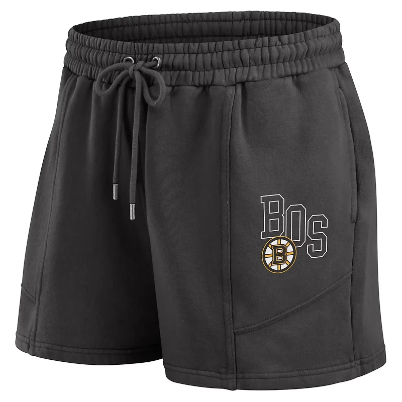 WEAR by Erin Andrews Boston Bruins Washed Fleece Sweatshirt  Shorts Lounge Set