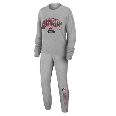 WEAR by Erin Andrews Carolina Hurricanes Knit Long Sleeve Tri-Blend T-Shirt  Pants Sleep Set
