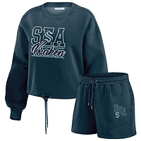 WEAR by Erin Andrews Deep Sea Seattle Kraken Washed Fleece Sweatshirt  Shorts Lounge Set