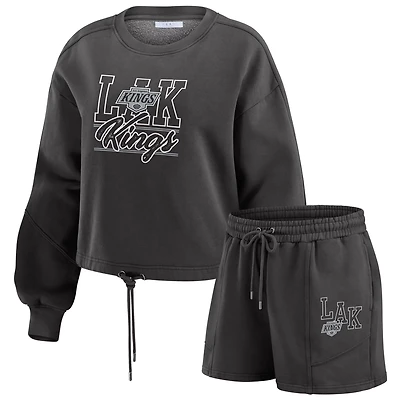 WEAR by Erin Andrews Los Angeles Kings Washed Fleece Sweatshirt  Shorts Lounge Set
