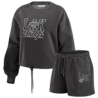 WEAR by Erin Andrews Los Angeles Kings Washed Fleece Sweatshirt  Shorts Lounge Set