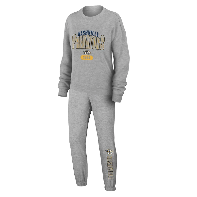 WEAR by Erin Andrews Nashville Predators Knit Long Sleeve Tri-Blend T-Shirt  Pants Sleep Set