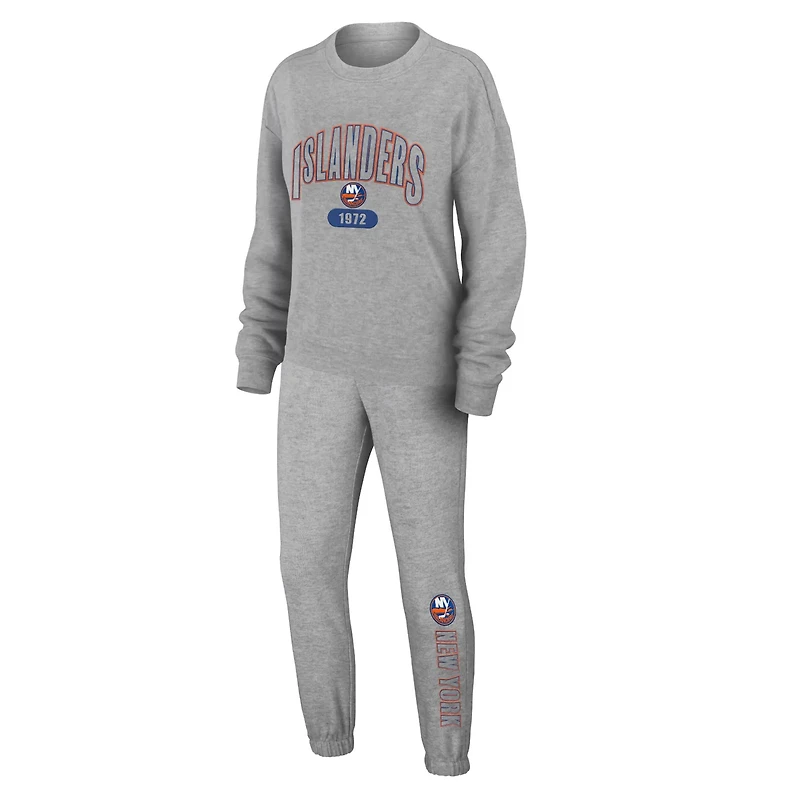 WEAR by Erin Andrews New York Islanders Knit Long Sleeve Tri-Blend T-Shirt  Pants Sleep Set
