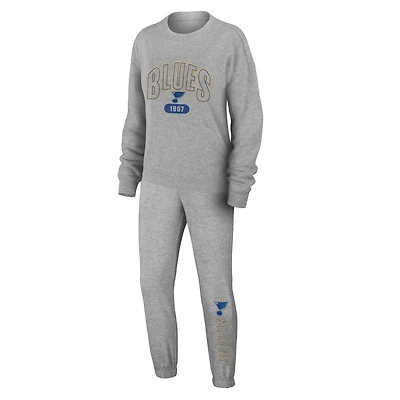 WEAR by Erin Andrews St Louis Blues Knit Long Sleeve Tri-Blend T-Shirt  Pants Sleep Set