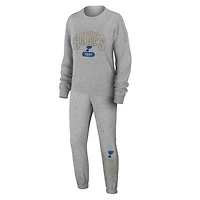 WEAR by Erin Andrews St Louis Blues Knit Long Sleeve Tri-Blend T-Shirt  Pants Sleep Set