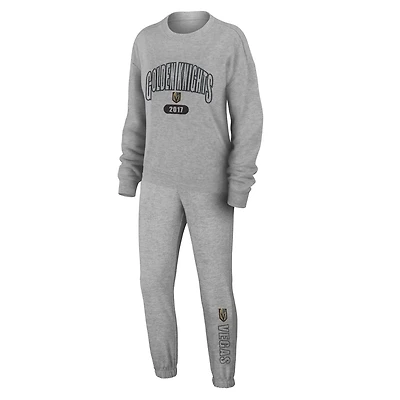 WEAR by Erin Andrews Vegas Golden Knights Knit Long Sleeve Tri-Blend T-Shirt  Pants Sleep Set