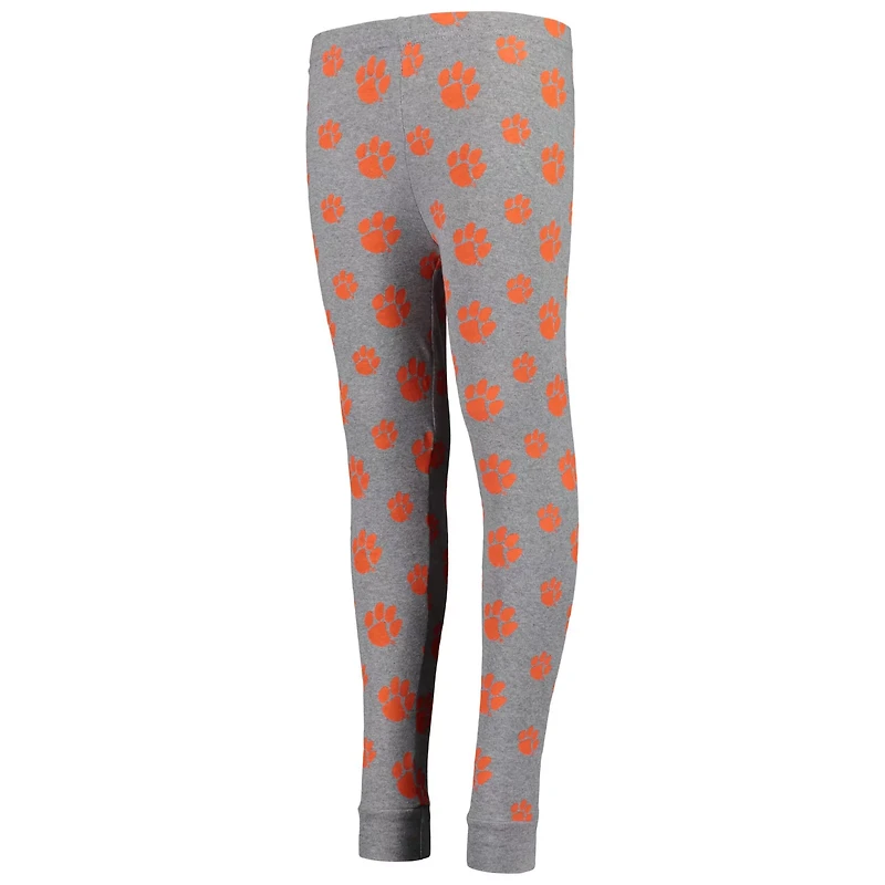 Youth Heathered Clemson Tigers Long Sleeve T-Shirt  Pant Sleep Set