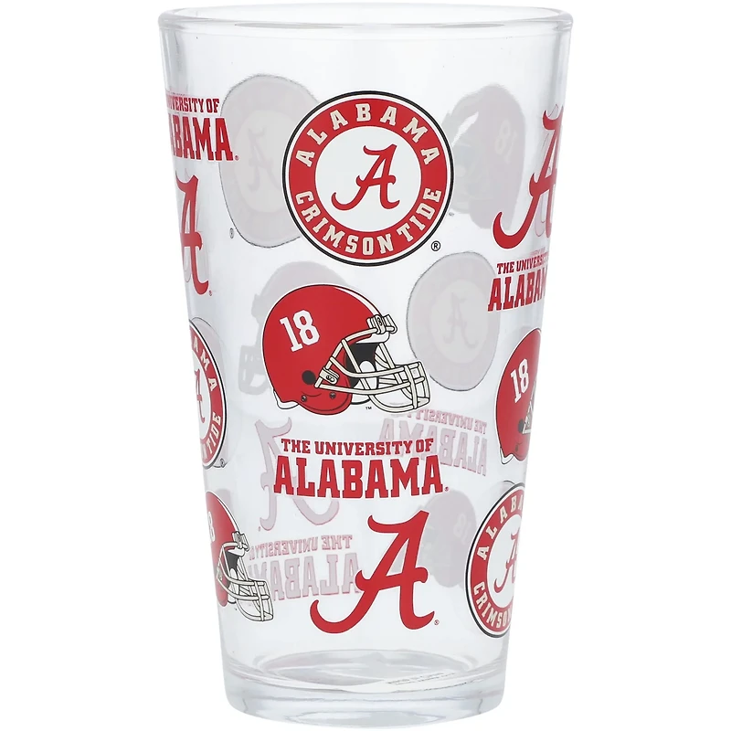 Alabama Crimson Tide 16oz Allover Print Pint Glass