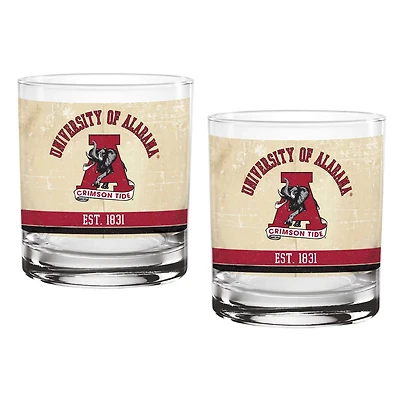 Alabama Crimson Tide Two-Pack 14oz Vintage Glass Set
