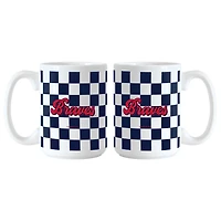 Atlanta Braves 2-Pack 15oz Checkered Wordmark Mug Set