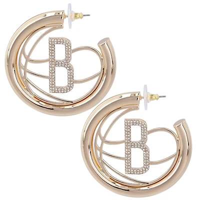 BaubleBar Brooklyn Nets Logo Large Hoop Earrings