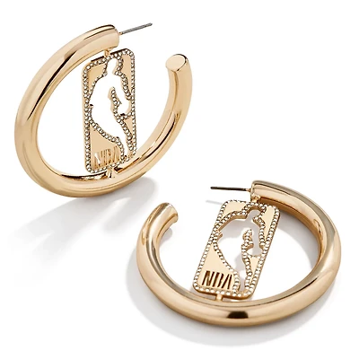 BaubleBar Logo Gear Logo Large Hoop Earrings