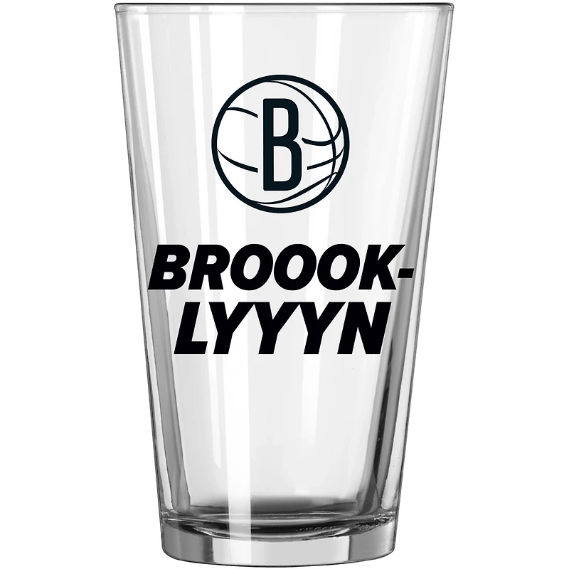 Brooklyn Nets 16oz Team Slogan Pint Glass