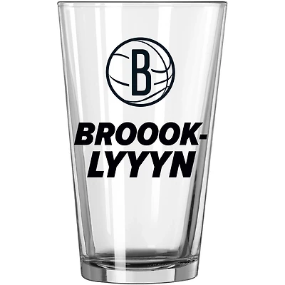 Brooklyn Nets 16oz Team Slogan Pint Glass