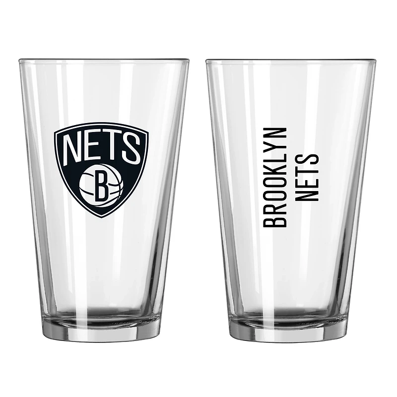 Brooklyn Nets 16oz Team Wordmark Game Day Pint Glass