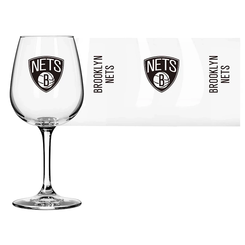 Brooklyn Nets Logo 12oz Stemmed Wine Glass