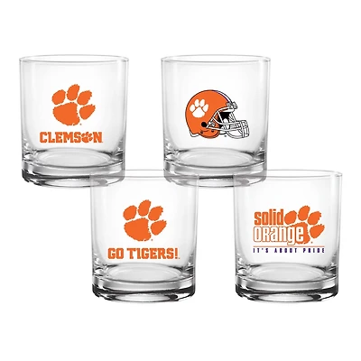 Clemson Tigers 4-Pack Collector's 14oz Rocks Glass Set