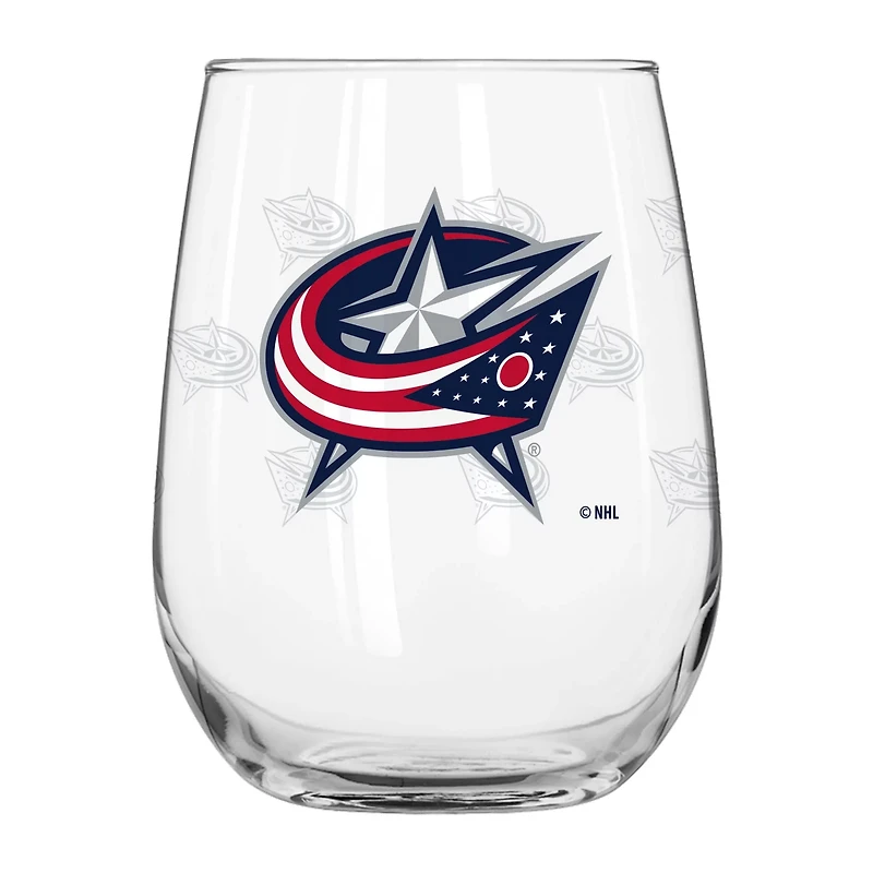 Columbus Jackets 16oz Satin-Etched Logo Curved Beverage Glass