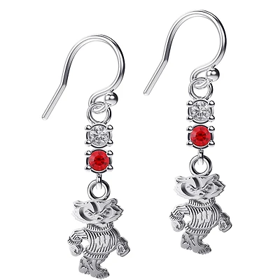 Dayna Designs Wisconsin Badgers Dangle Crystal Earrings