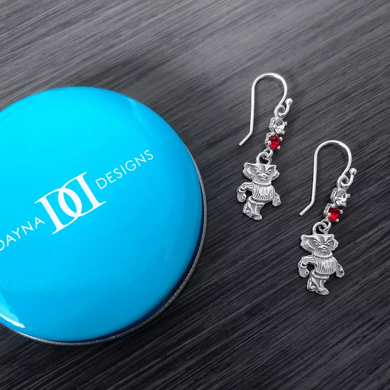 Dayna Designs Wisconsin Badgers Dangle Crystal Earrings