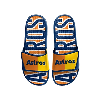 FOCO Houston Astros Retro Colorblock Logo Gel Slide Sandals