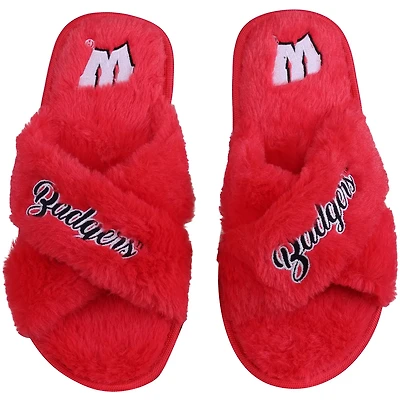 FOCO Wisconsin Badgers Script Cross Slide Slippers