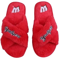 FOCO Wisconsin Badgers Script Cross Slide Slippers