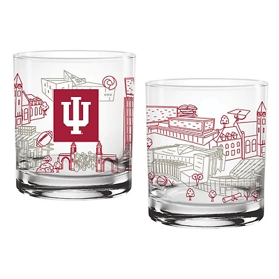 Indiana Hoosiers Two-Pack 14oz Campus Line Art Glass