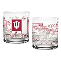 Indiana Hoosiers Two-Pack 14oz Campus Line Art Glass
