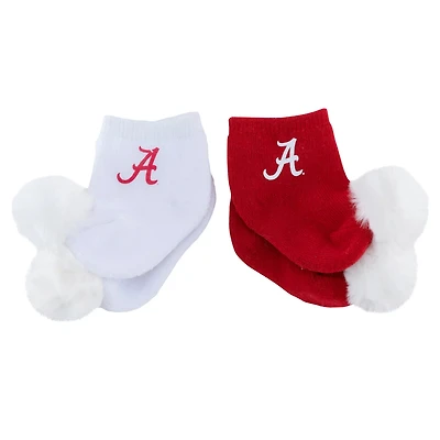 Infant ZooZatz Alabama Tide Two-Pack Pom Socks