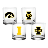 Iowa Hawkeyes 4-Pack Collector's 14oz Rocks Glass Set