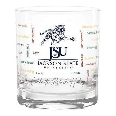 Jackson State Tigers 14oz History Month Rocks Glass