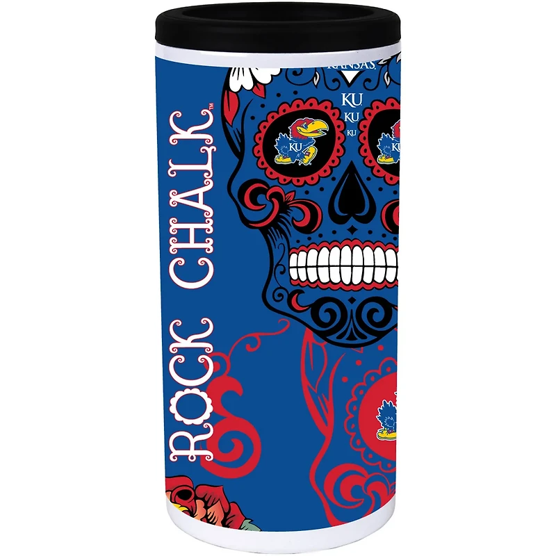 Kansas Jayhawks Dia Stainless Steel 12oz Slim Can Cooler