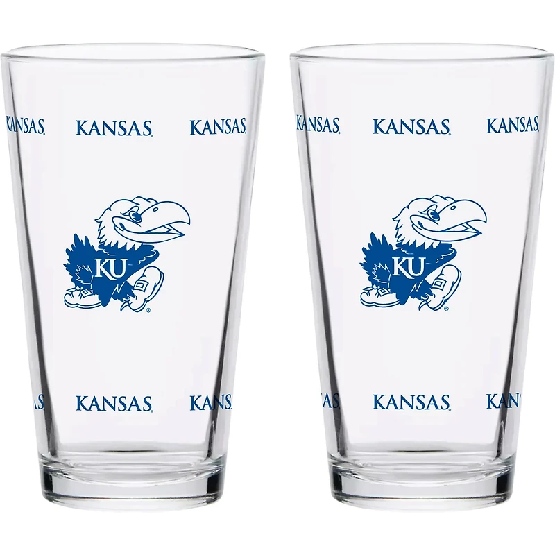 Kansas Jayhawks Two-Pack Knockout 16oz Pint Glass Set