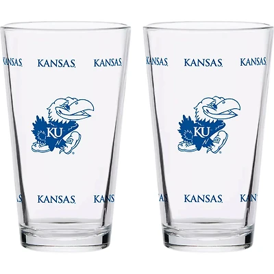 Kansas Jayhawks Two-Pack Knockout 16oz Pint Glass Set