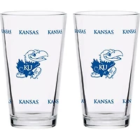 Kansas Jayhawks Two-Pack Knockout 16oz Pint Glass Set