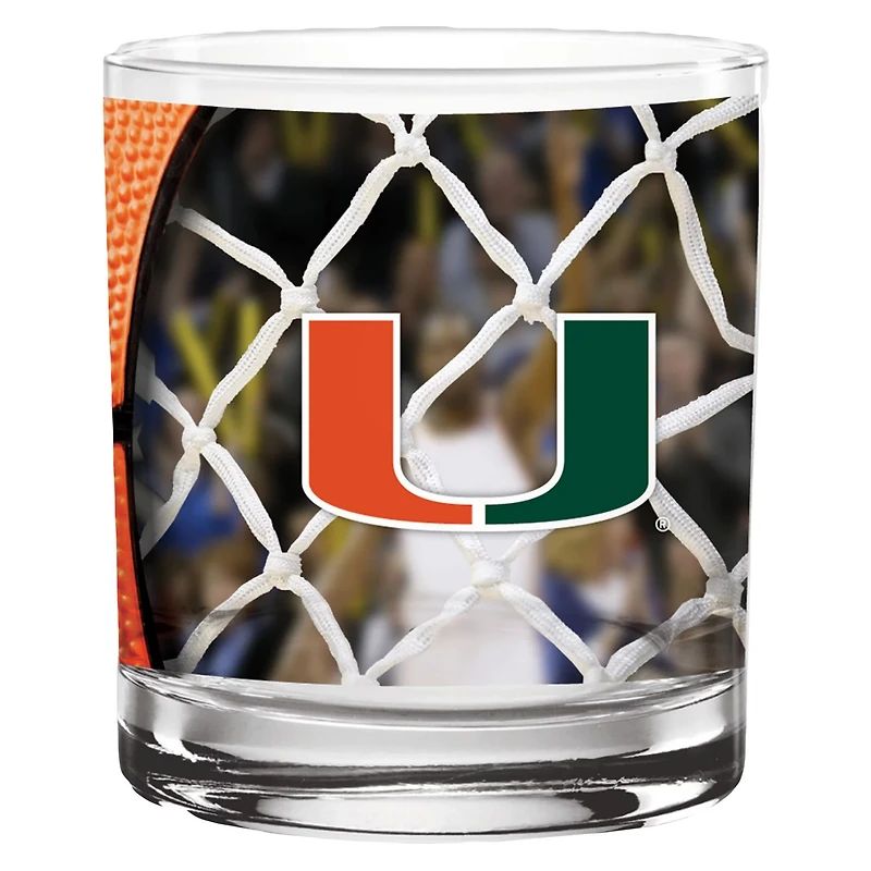 Miami Hurricanes 14oz Basketball Rocks Glass