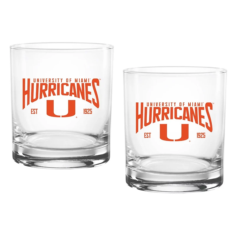 Miami Hurricanes 14oz Established Rocks Glass Two-Set