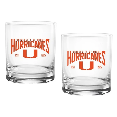 Miami Hurricanes 14oz Established Rocks Glass Two-Set