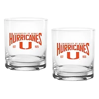 Miami Hurricanes 14oz Established Rocks Glass Two-Set