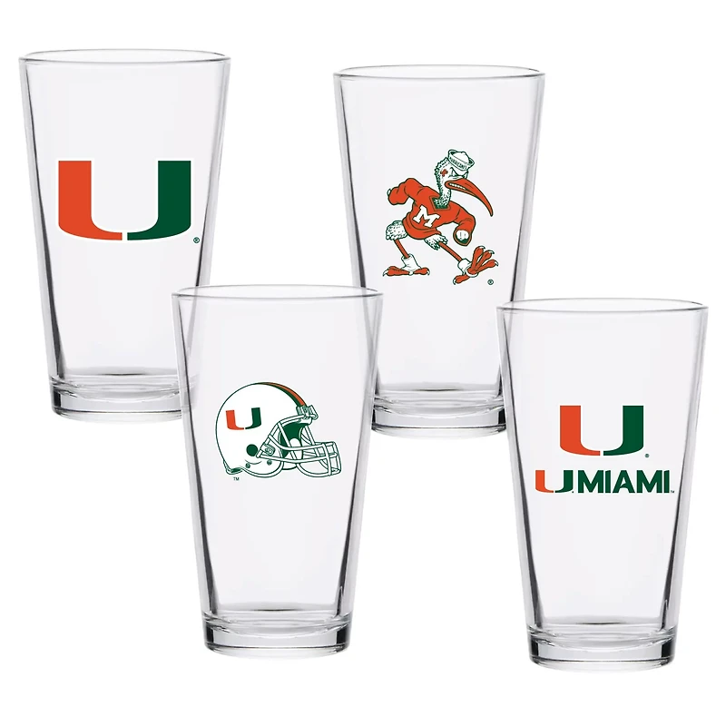 Miami Hurricanes 16oz Collector Pint Glass Four-Set