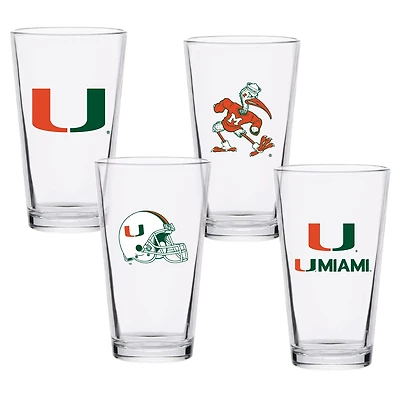 Miami Hurricanes 16oz Collector Pint Glass Four-Set