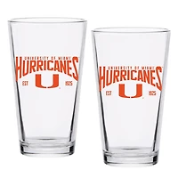 Miami Hurricanes 16oz Established Pint Glass Two-Set
